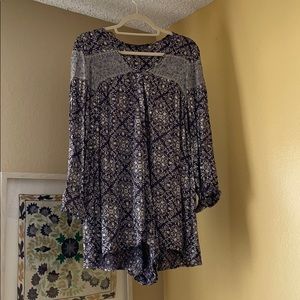 Zara Long Sleeve Dark Blue Floral Patterned Romper